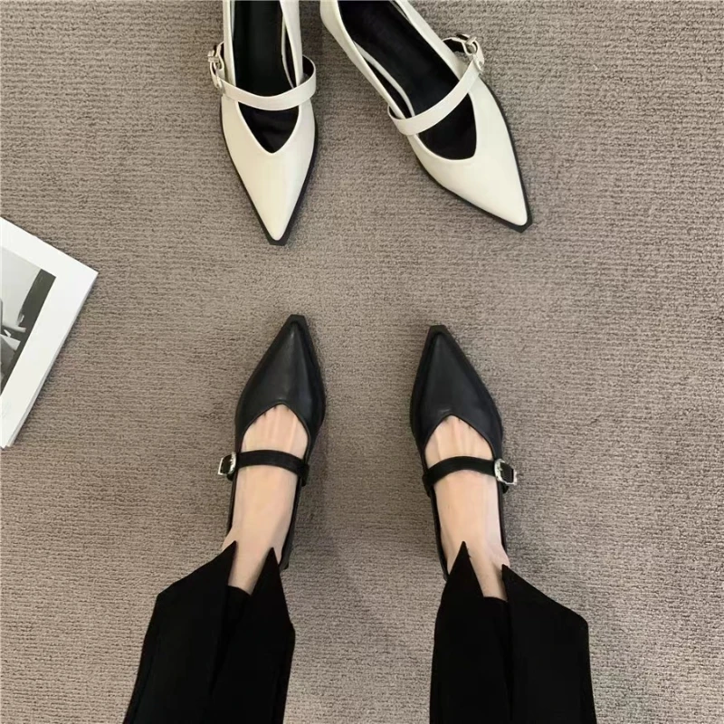 Shallow Mouth Summer Shoes Ladies Casual Female Sneakers Low Heels Dress Flats Women Pointed Toe 2024 New  Heels