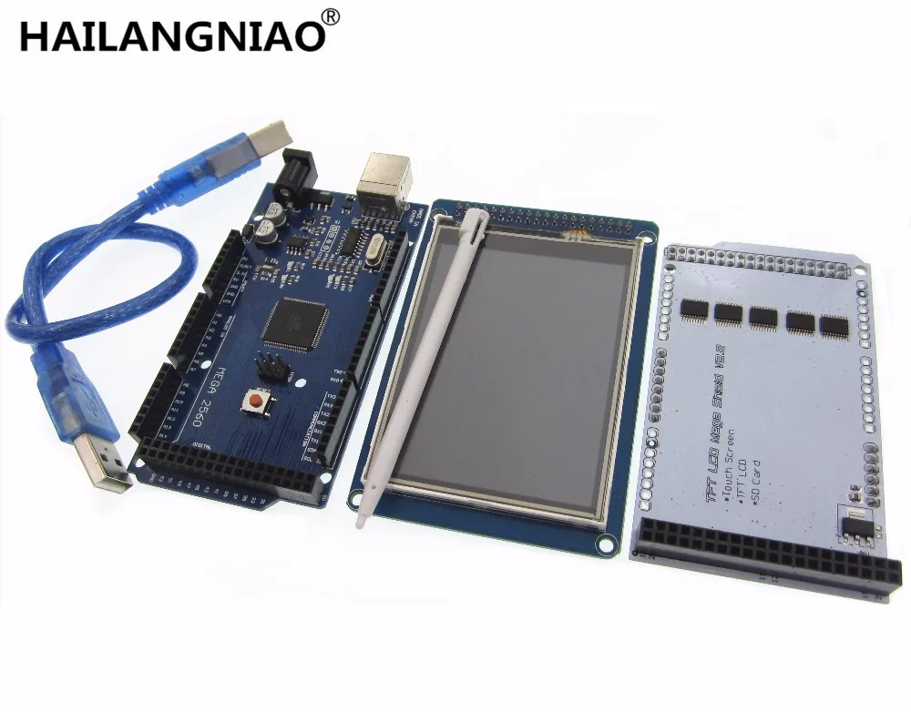 

new! 3.2" TFT LCD Touch + TFT 3.2 inch Shield + Mega 2560 R3 with usb cable for kit