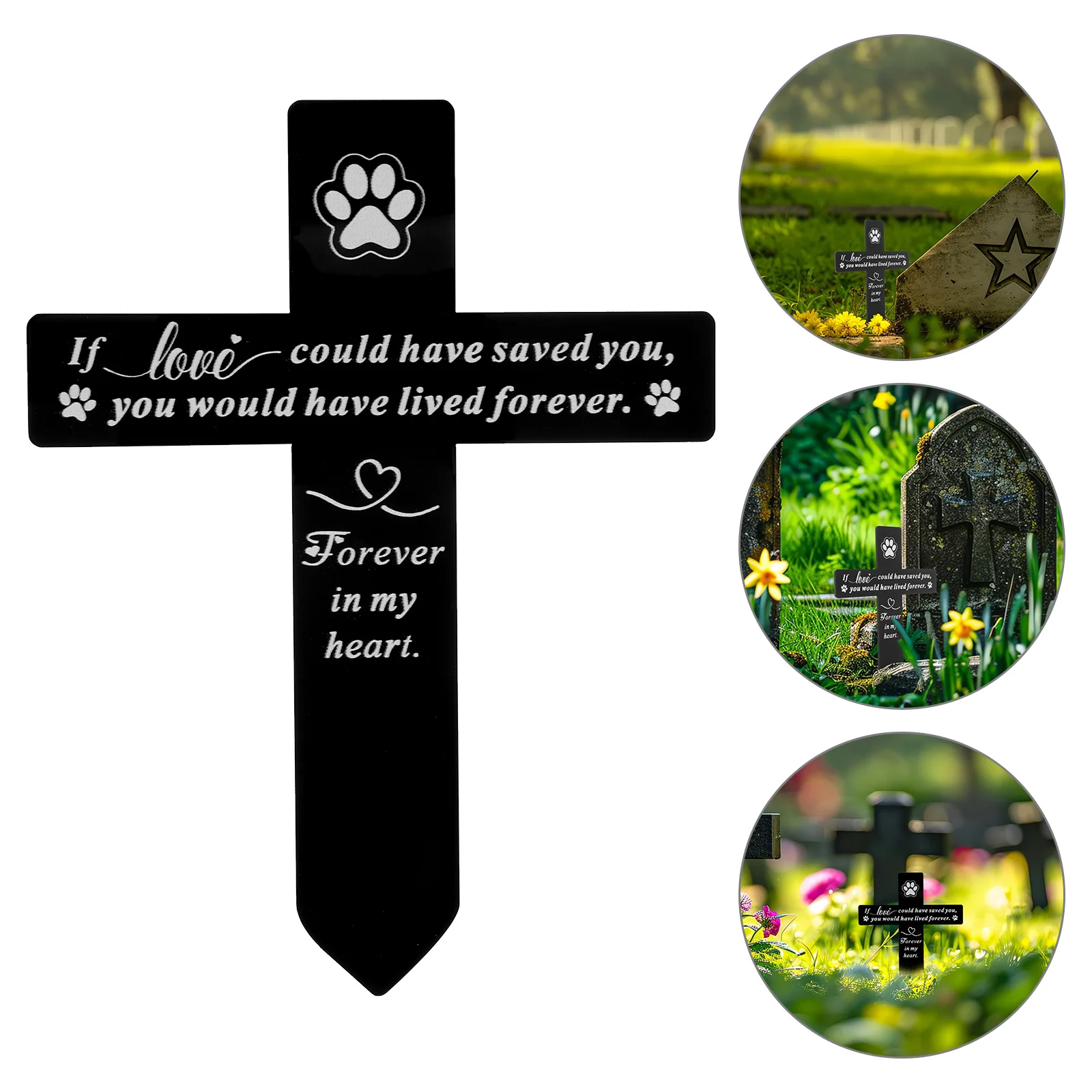 

Acrylic Courtyard Garden Commemorative Decorative Insert (b) Memorial Sign Pet Stake Cemetery Grave Graveyard for Deceased Pets