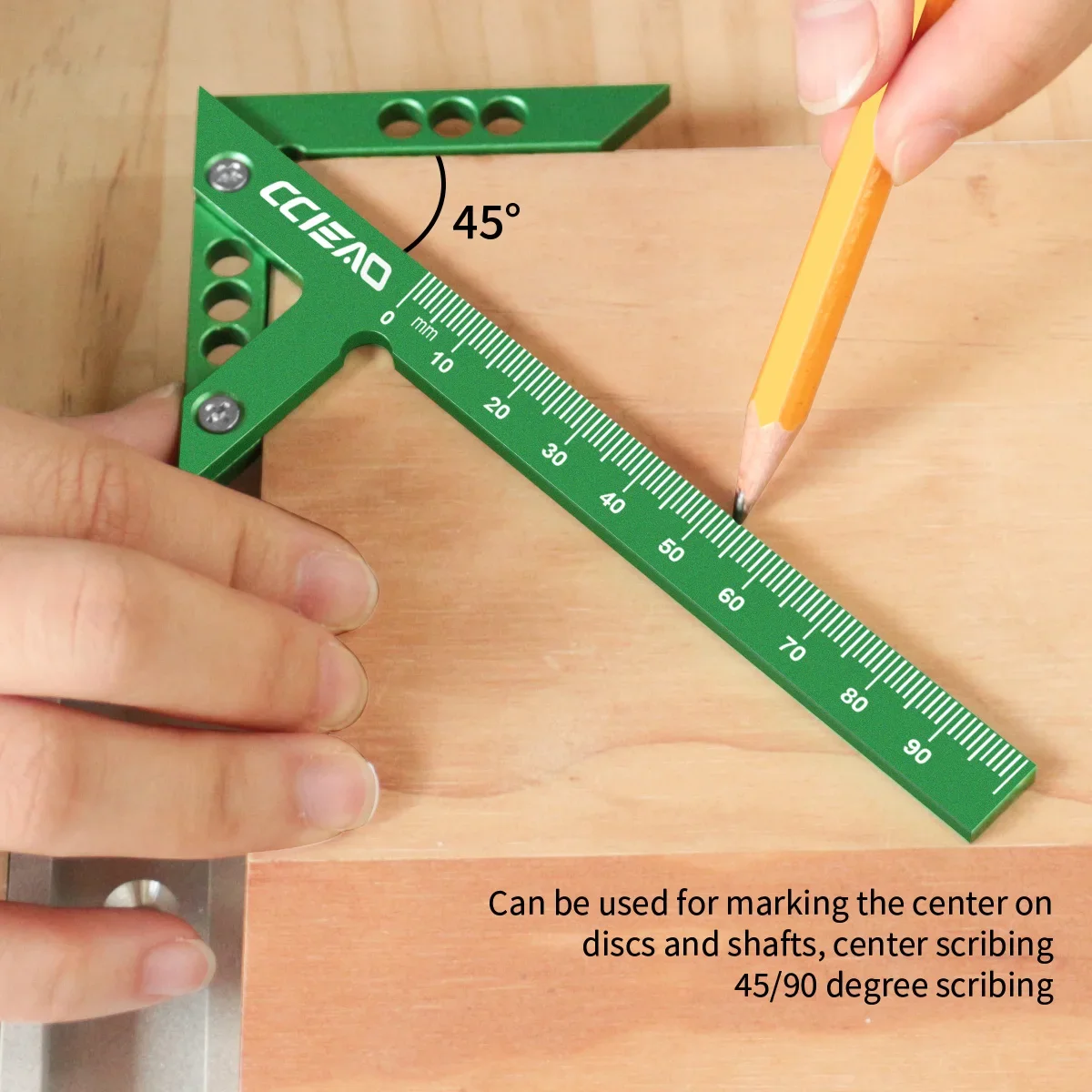 Aluminum Alloy Center Finder Line Gauge & Angle Marking Ruler, 45/90 Degrees Angle Ruler for Carpenter Marking Measurement Tool
