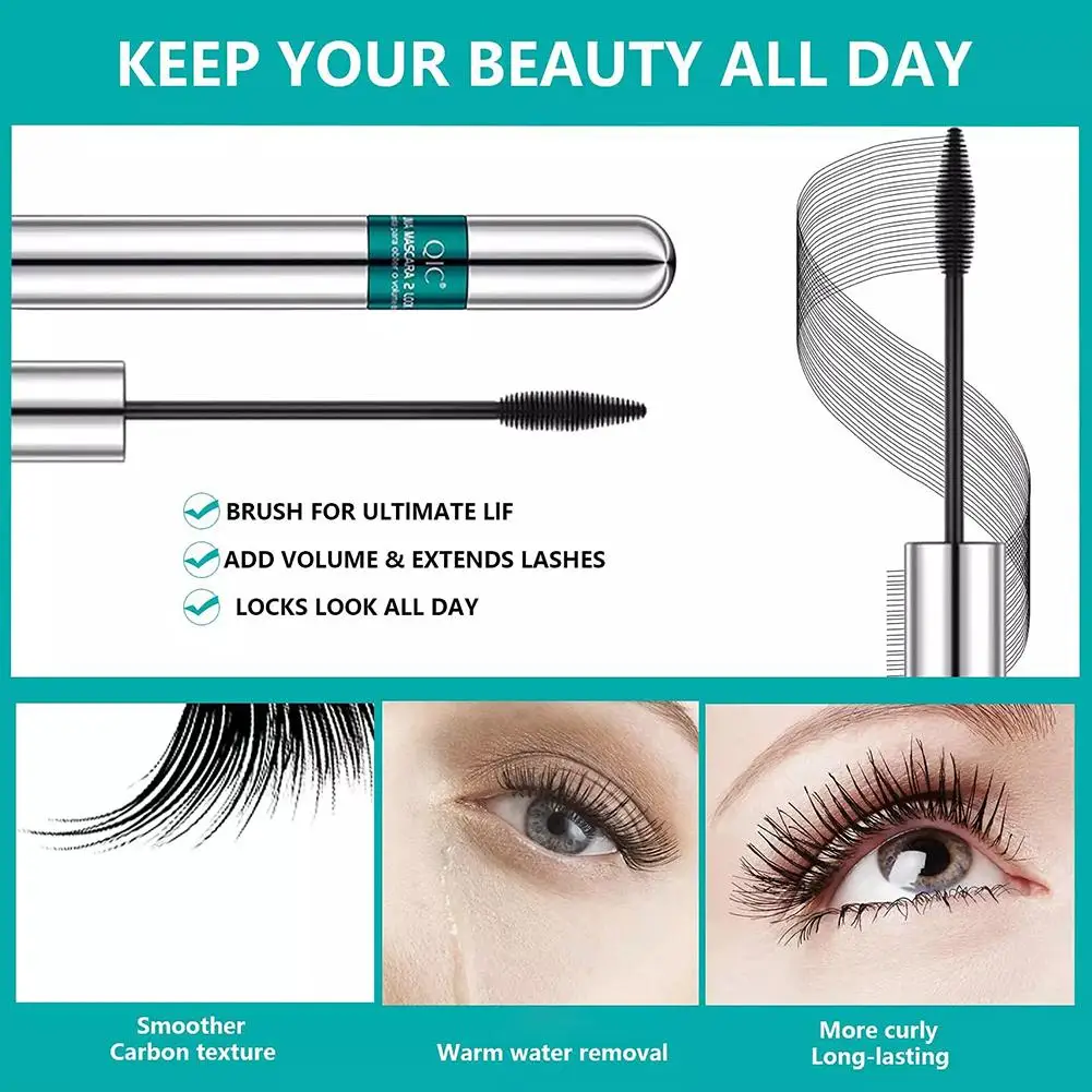 Nieuwe 2 In 1 Mascara Waterdichte Fijne Tweekoppige Vezel Lange Ogen Zijde Vlekken Blijvende Curling Volume Make-Up Geen Dubbele Effe N3n1