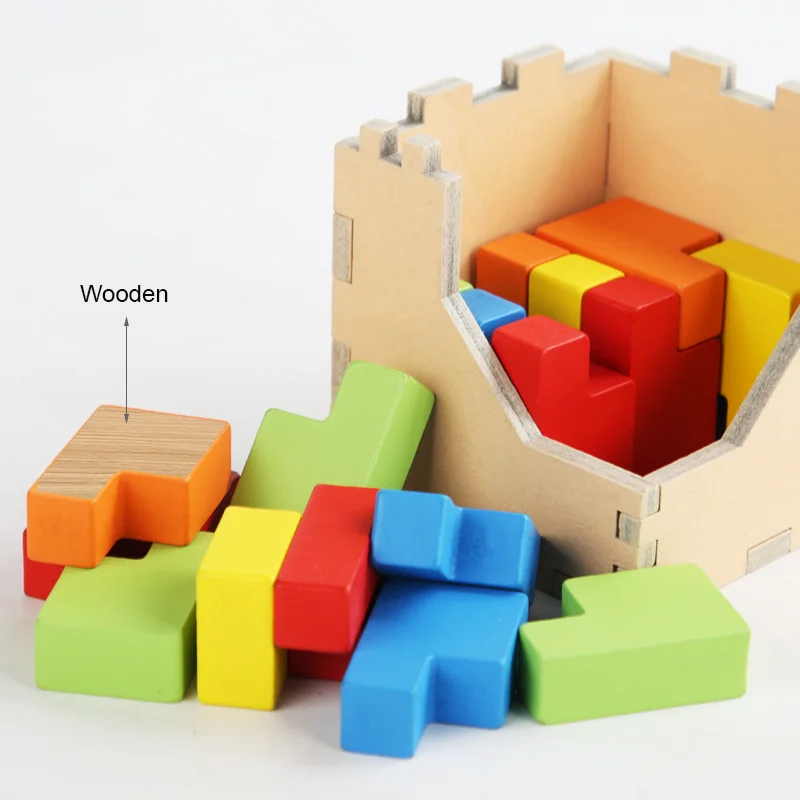 Cérebro de madeira jogo de quebra-cabeça 3d caixa aprender bloco de construção educacional brinquedo para crianças inteligência pensamento lógica treinamento cérebro brinquedos