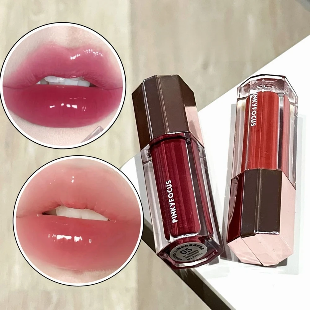 Brown Glitter Lip Glaze Lasting Shimmer Mirror Water Lip Gloss Waterproof Jelly Plumping Lipstick Make Up Moisturizing Lip Tint