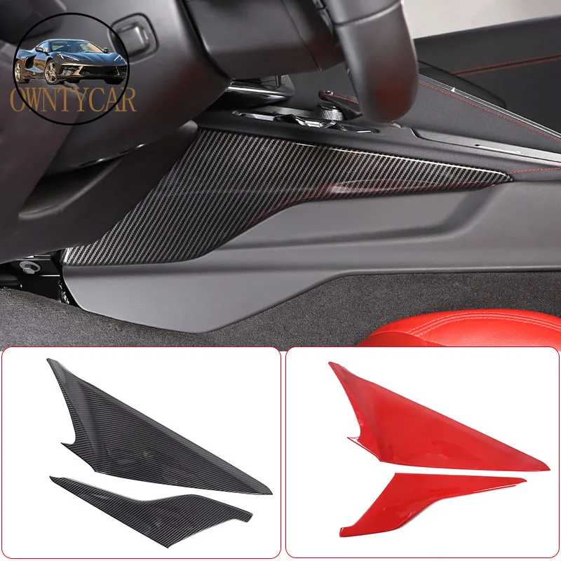 ABS Carbon Fiber/Red For Chevrolet Corvette C8 Stingray Z51 Z06 2020-2023 Car Center Console Co-pilot Side Panel Trim Cover