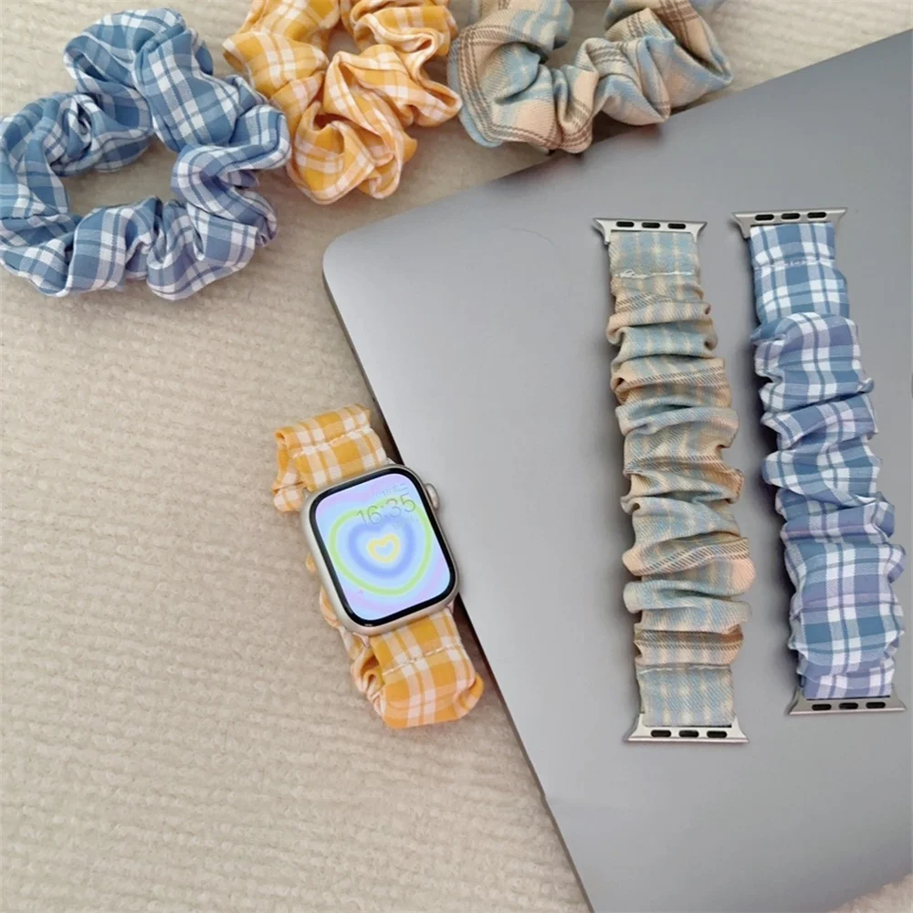 NewJeans Hanni Lattice ElasticWatch Band For Apple Watch 44mm 40 45 41 49 42 38mm Soft Strap For Ultra Series 9 8 SE 7 6 5 4 3