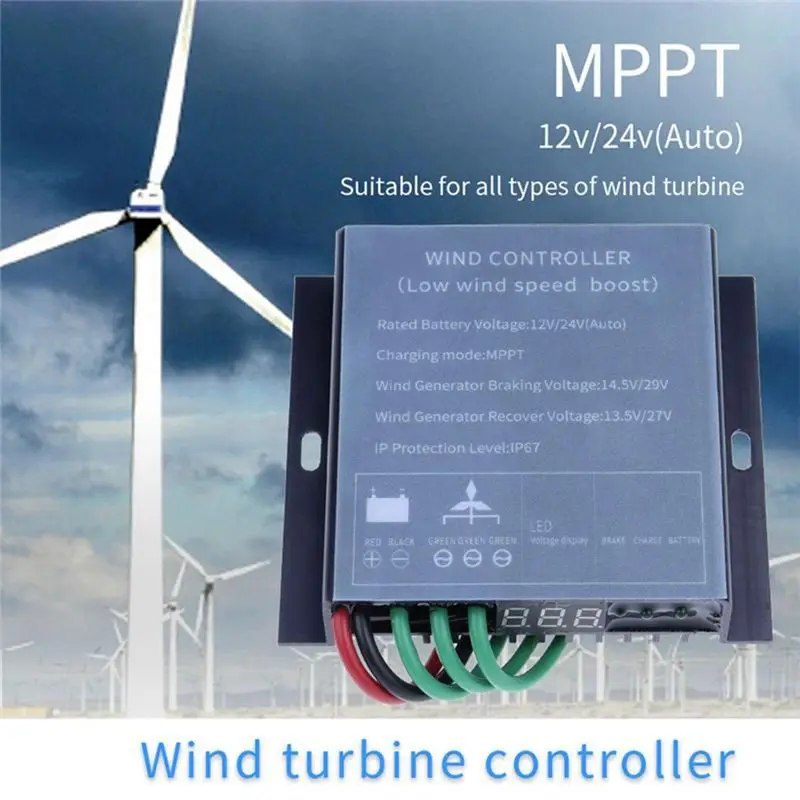 ABGN Wind Driven Generator Controller 12/24V 800W MPPT Wind Charge Controller Wind Turbine Generator Controller with Monitor