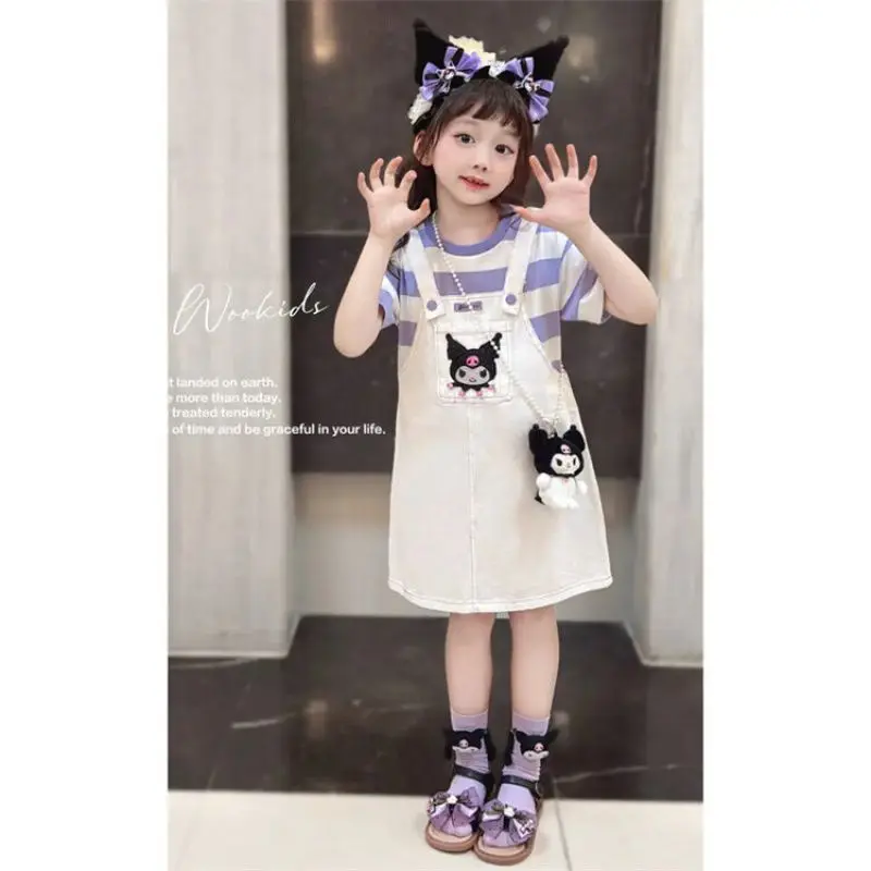 Kuromi Strap Skirt Summer Dress Girl Clothes Children Dresses Girls Clothes 2 to 8 Years Children\'s Bags Kids\' Clothing Mother