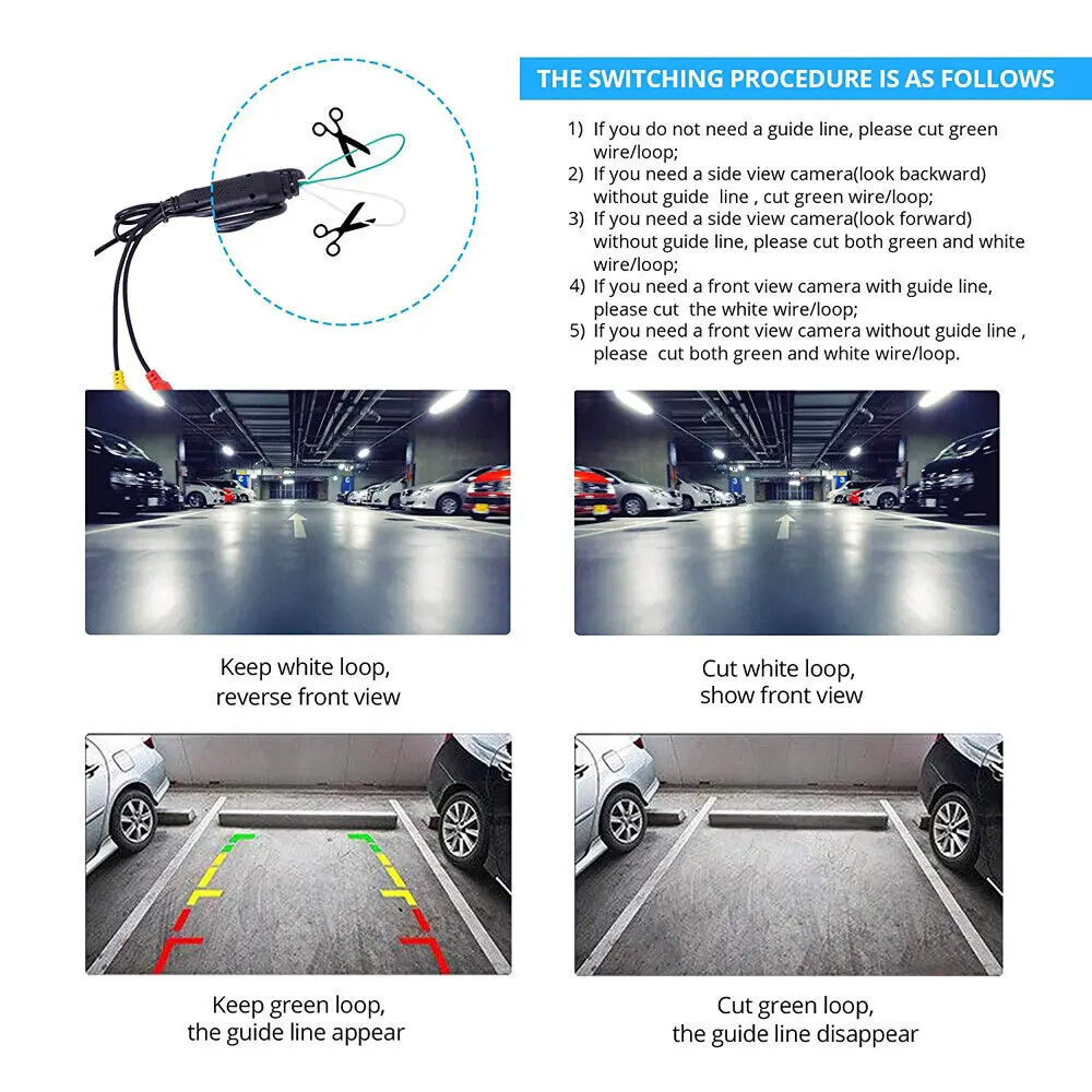Car Rear View Camera Night Vision Reversing Auto Parking Camera IP68 Waterproof CCD Auto Backup Monitor 170 Degree HD Image