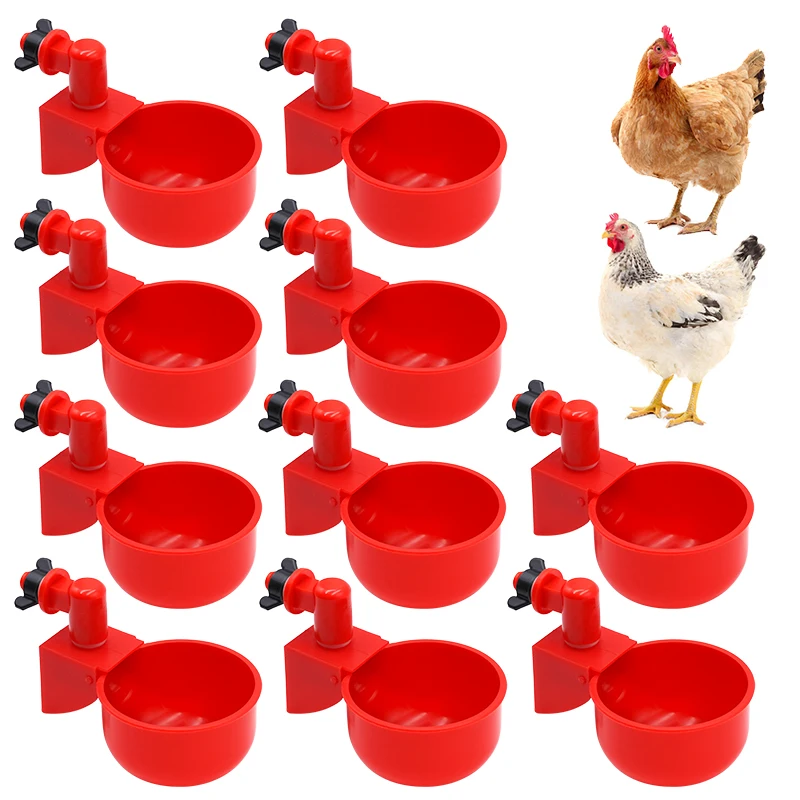 10 Pcs Automatic Chicken Drinker Bowl Drinking Cup Feeder Plastic Poultry Bowls for Chicks Duck Gooseturkey Water Feeding System