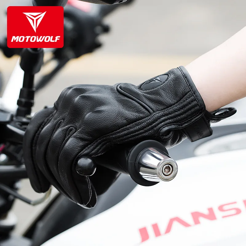 Motowolf Motorcycle Leather Breathable Gloves Black Motorcyclist Gloves Summer Men Riding Touch Screen Off-Road Racing Equipment