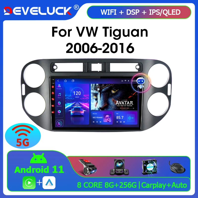 

Develuck 2 din Android 11 Auto Radio For VW Volkswagen Tiguan 1 NF 2006 2008-2016 Carplay 4G/5G Car Multimedia autoradio stereo