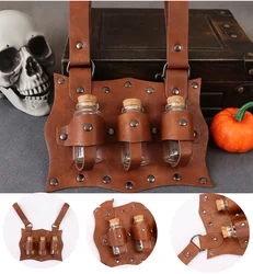 Wizard Witch Dark Magic Potion Bottle Glass Vial Holder Pirate Leather Belt Holster Alchemist Healer Costume Medieval Accessory