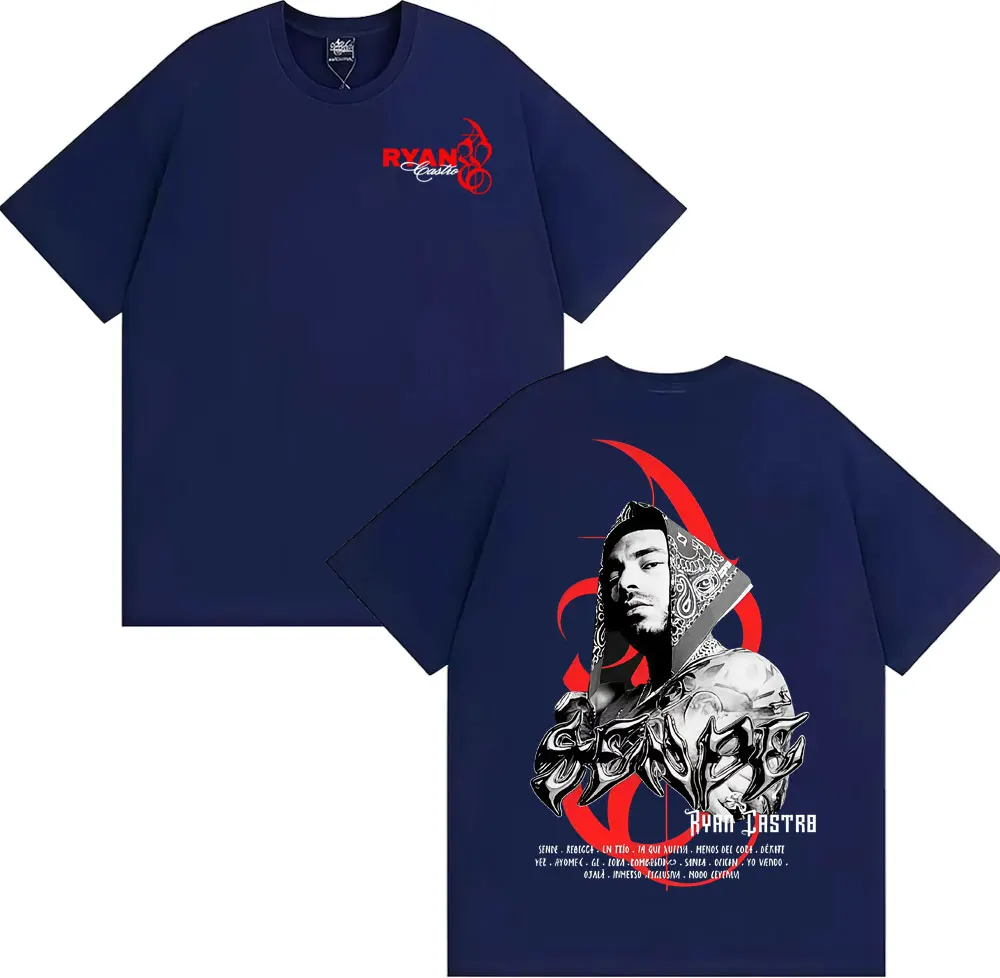 ريان كاسترو ألبوم جديد جولة ميرش تي شيرت للرجال الصيف بلايز عالية الجودة تي شيرت رجل الهيب هوب الشرير المتضخم تي شيرت الشارع الشهير