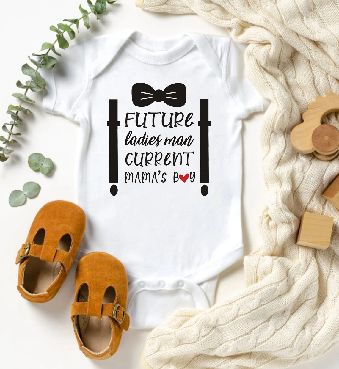 

Future Ladies Man Current Mama's Boy Newborn Baby Romper Clothing Funny Print Infant Boys Jumpsuit Toddler Short Sleeve Outfit