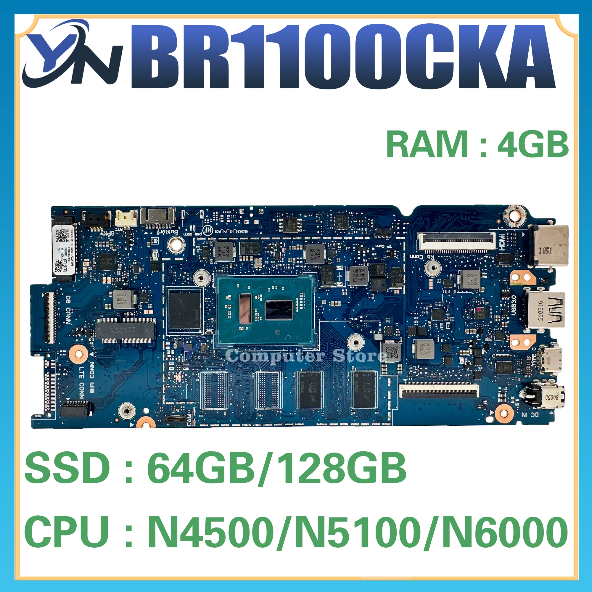 NB2929 Mainboard For ASUS BR1100CKA BR1100FKA B1100FKA B1100CKA Laptop Motherboard N4500 N5100 N6000 100%  Test  OK