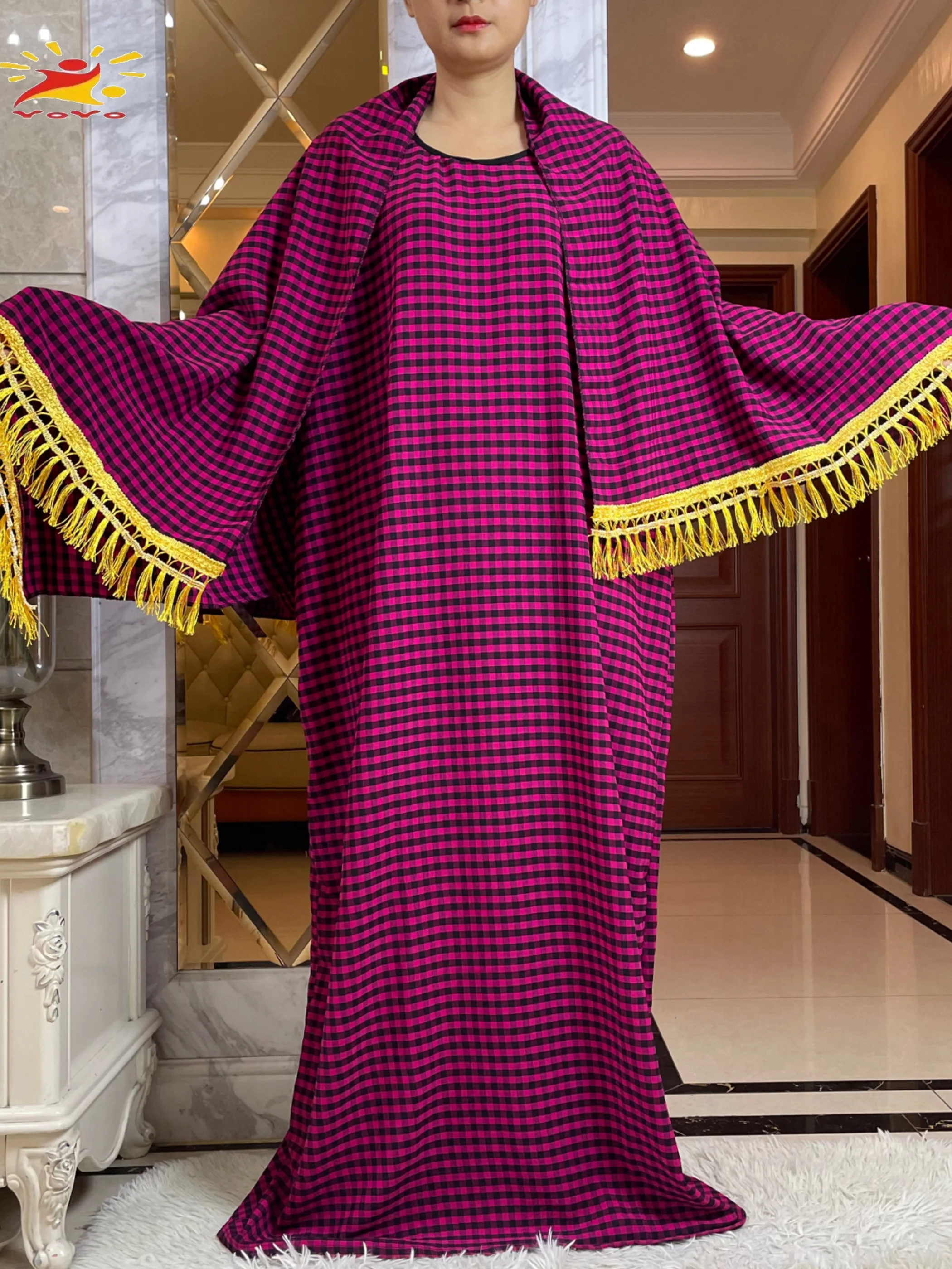 2025New Dubai Party Dress Muslim Femme Long Sleeves Printing  Loose Boubou Maxi Islam Women Cotton African Abaya Clothing