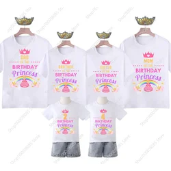 Family Matching Girl Birthday Princess T Shirts Personalized Number Daddy Mommy Girls Outfits Birthday Party My Kids Shirt