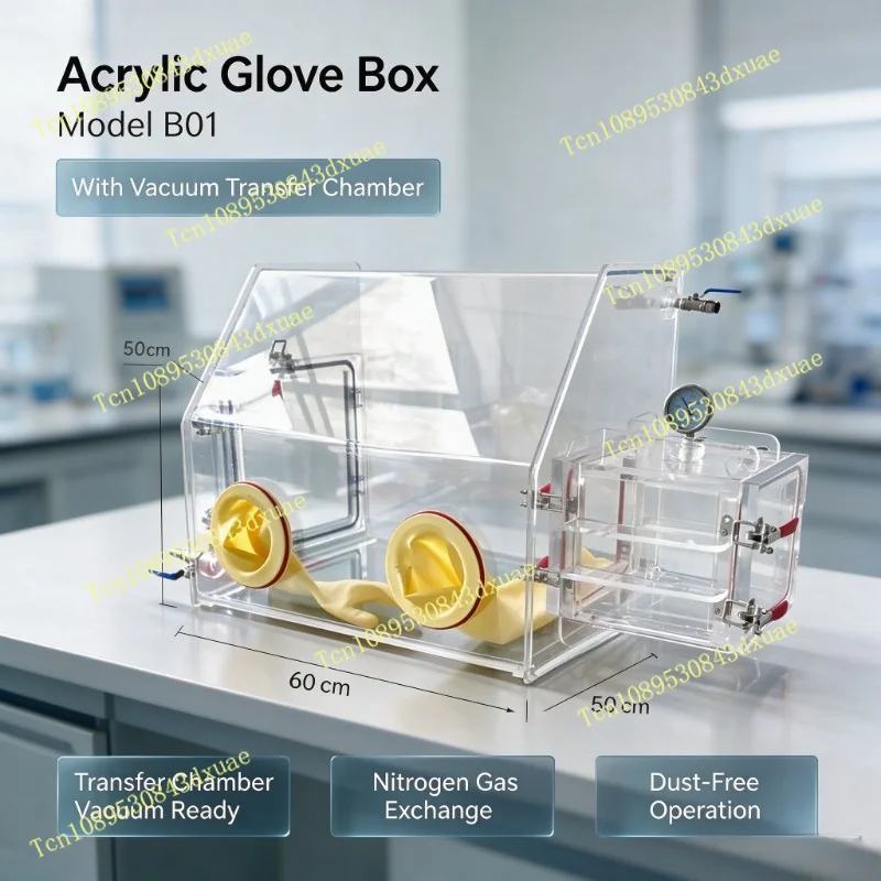 Acrylic Anaerobic Glove Box Dust Free Lab Nitrogen Inert Gas Sealed Chamber Simple Cell Inoculation Work Cabinet