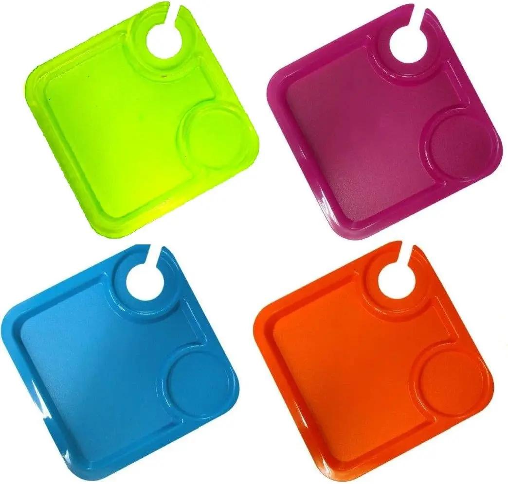 Party Plates with Stemware Holder – Hold Wine & Appetizers in One Hand