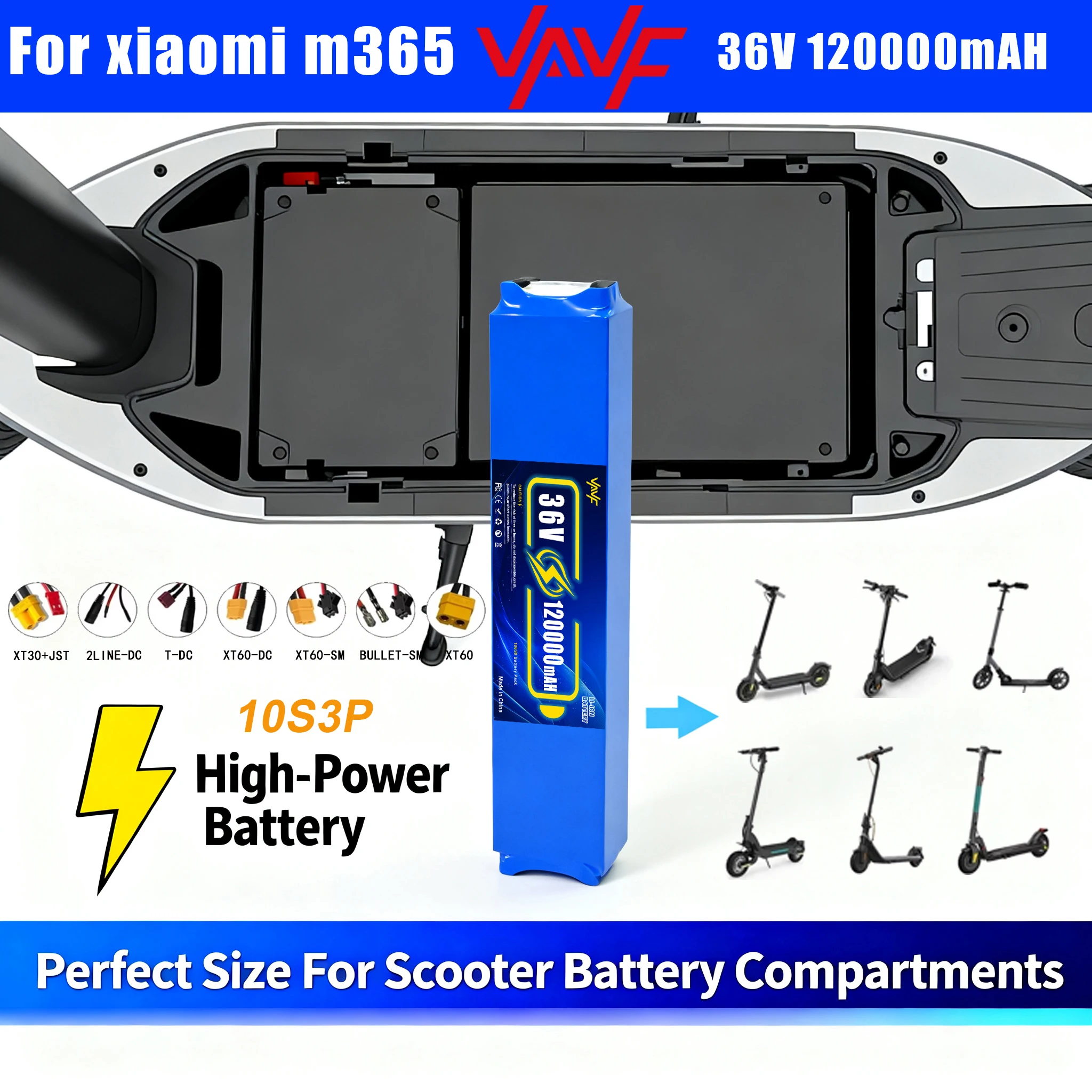 

Литиевая аккумуляторная батарея VAVF 10S3P, 36 В, 120000 мАч, аккумулятор для электрического скутера, встроенный BMS для M365