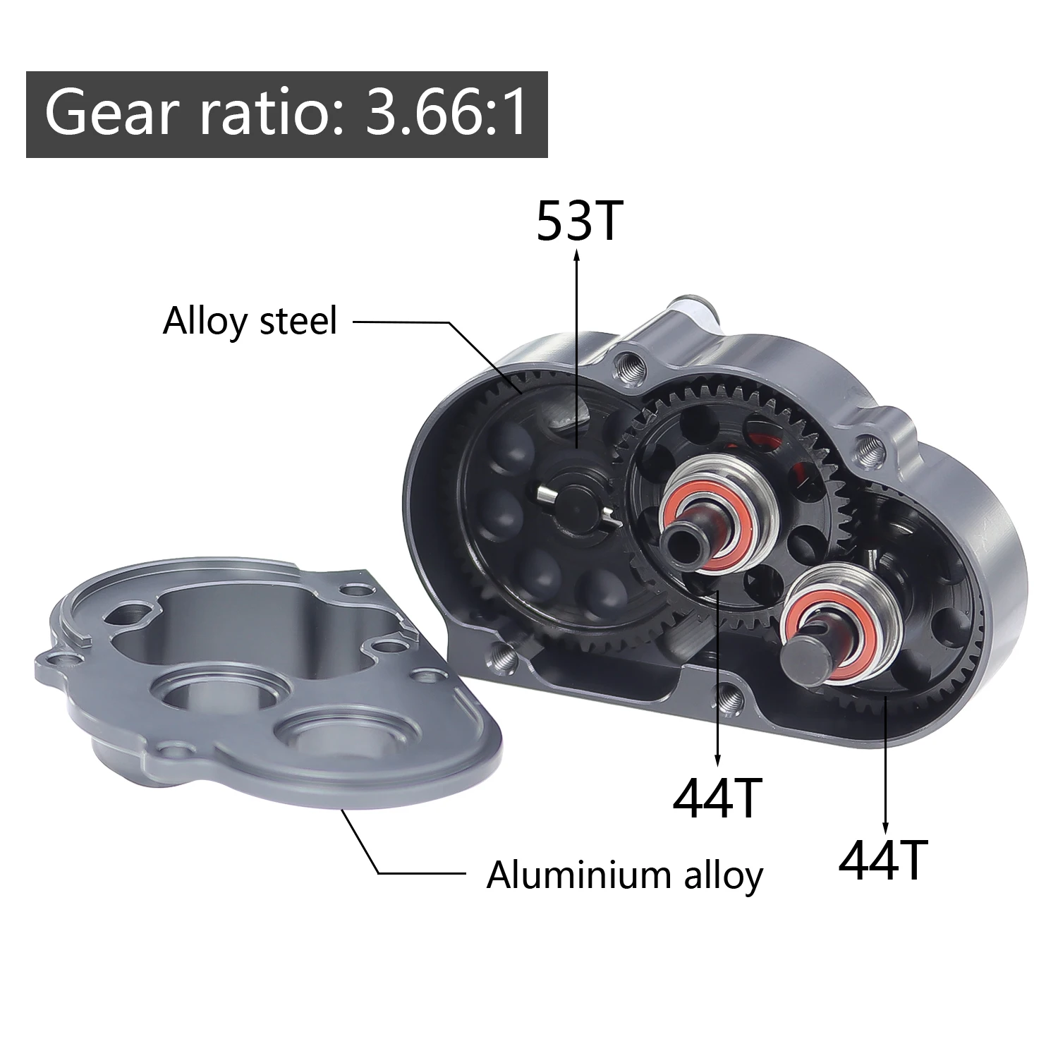 LCG OD-3 Overdrive Gearbox Transmission Gear Ratio 3.66:1 for 1/10 RC Crawler Axial SCX10 II Capra DIY LCG Chassis Upgrade Parts