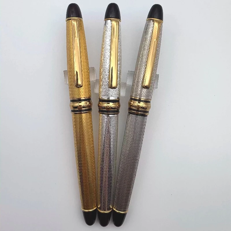 

Junlai Crocodile Print Silver Fountain Pen F 0.5mm Nib Ink Pens Squeeze and Absorb Ink for Comfortable Writing Student Gift Pens