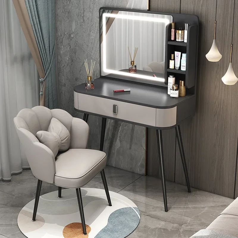 Luxury Dresser Bedroom Modern Simple Net Red Mirror Makeup Table Small Bedside Storage Cabinet Book Table Integration