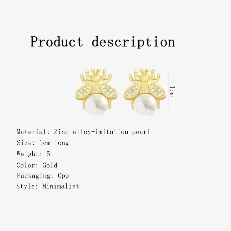 Korean Style Honey Bee Pearl Stud Earrings For Women Exquisite Small Elegant Earring Ladies Wedding Party Birthday Jewelry Gifts image 6