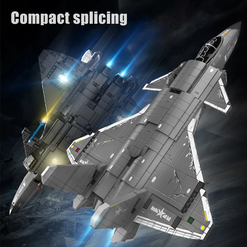 Military Technical J20 Strike VTOL Aircraft Model Building Blocks City Army Airplane Weapons With Figures Bricks Toys Adult Gift