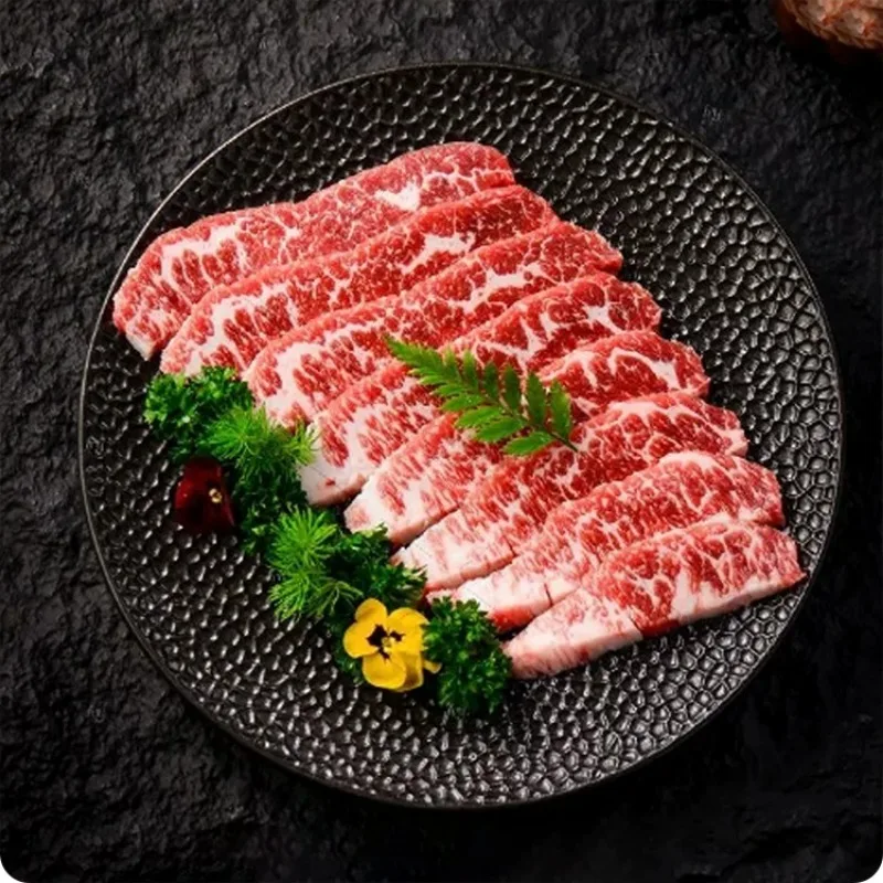 Creative Round Ceramic Sushi Sashimi Platter for Home Dinner Steak Plate Japanese-Style Beef Tongue and Foie Gras Ceramic Plate