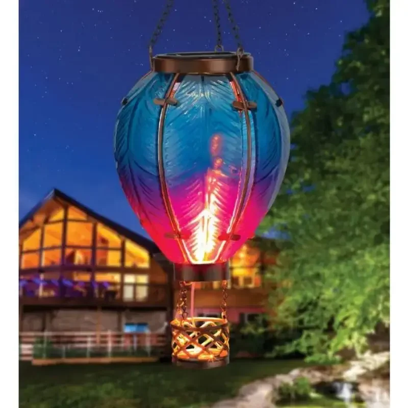 Hot Air Balloon Solar Lantern with Simulated Flame Effect Waterproof Hot Air Balloon with Lights Outdoor Solar Lanterns