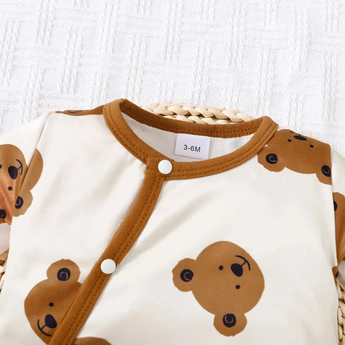 Summer Newborn Infant Baby Boys Romper Bear Print Short Sleeve Button Up Front Rompers Kids Onepiece Baby Suit