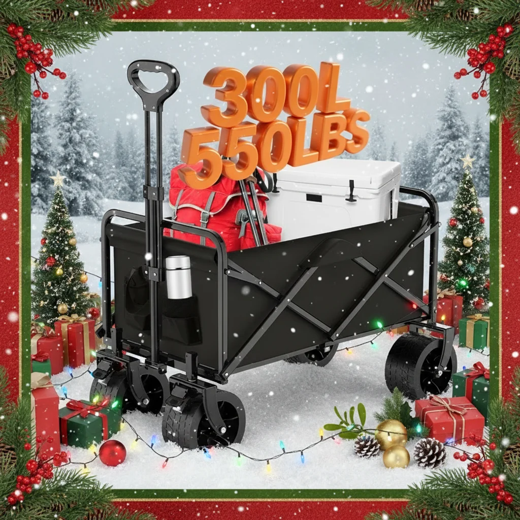 

Heavy Duty Large Capacity Folding Wagon Shopping Beach Garden Pull Trolley Collapsible Folding Outdoor Portable Utility Cart