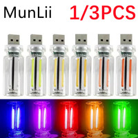 1/3PCS 5V Touch Dimming USB Bulb Colorful LED Filament Glass USB Night Light Retro Edison Bulb Car Decoration Eye Protection