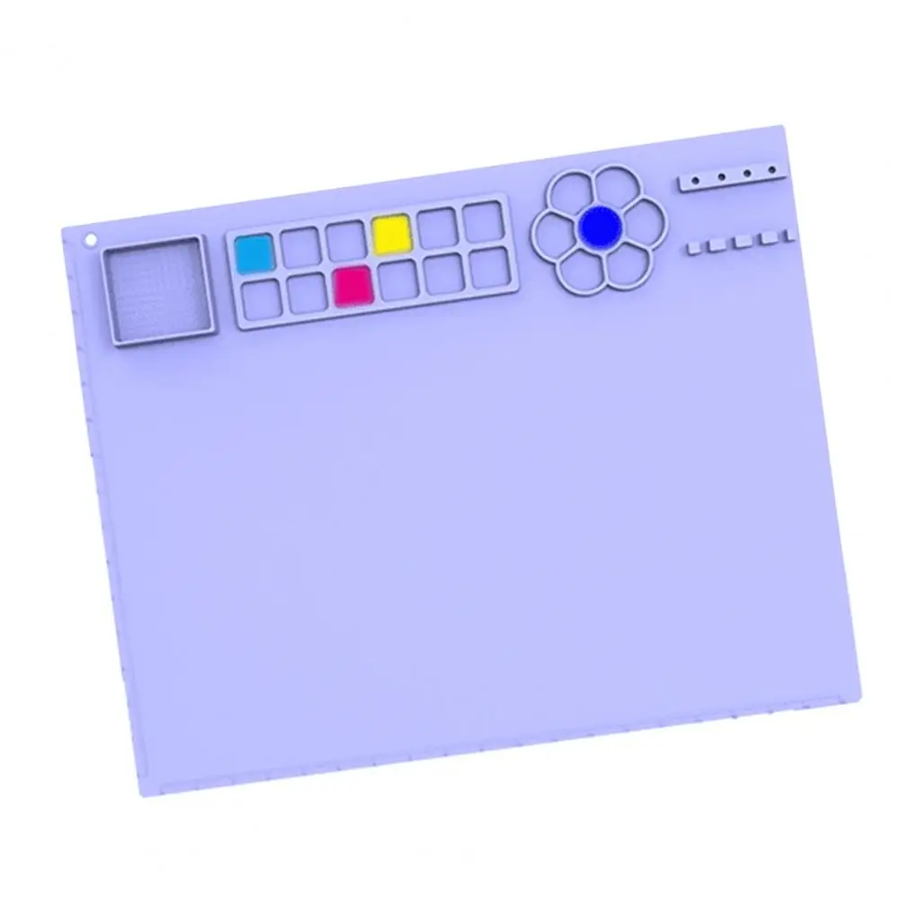 Silicone Artist Mat Silicone Craft Mat with Cup Non-stick Painting Surface Foldable Kids Art Mat Easy-maintenance Workstation