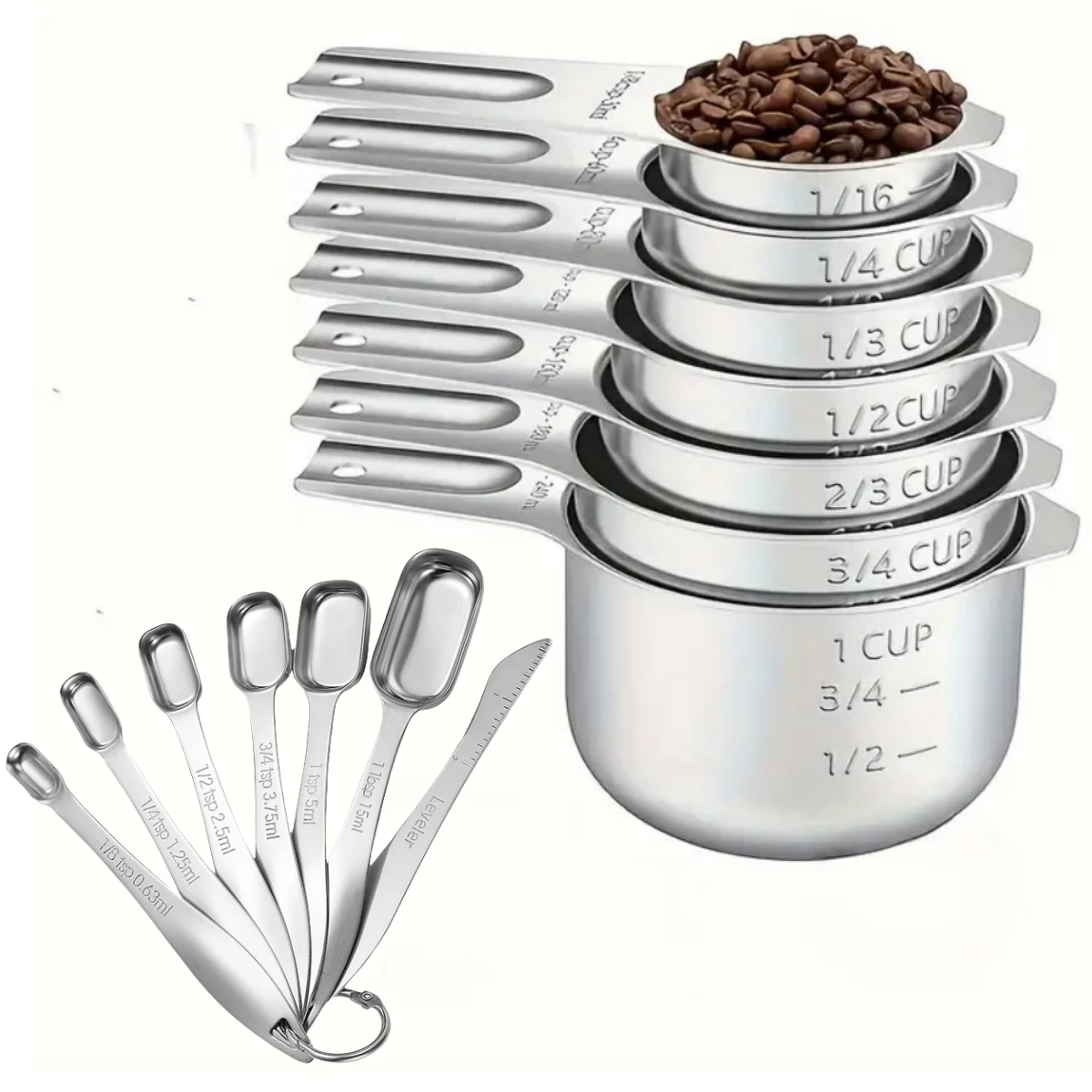 

13.2x8.4x6.4cm Cooking Tools Precise Measurement 14-piece Set Accurate Ingredient Measurement Clearly Etched Markings