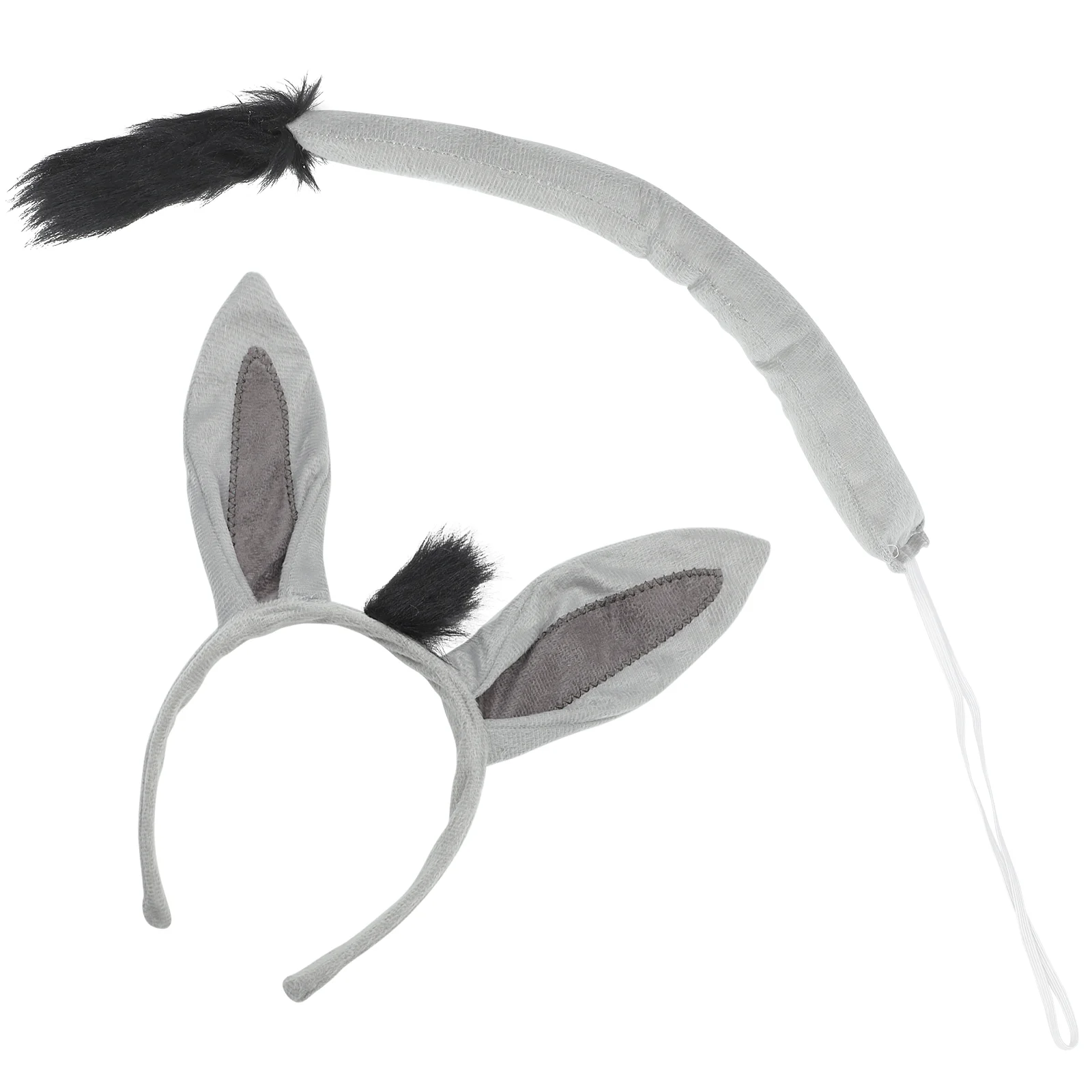 Bunny Ears Headband Donkey Dress Accessories Carnival Costume Decors Tail Pet Party Grey Animals Performance Child