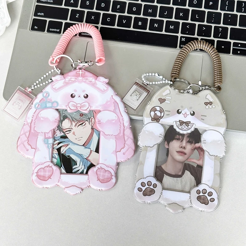 New Cute Animals 3 Inch Photocard Holder ID Card Protective Display Sleeves Girl Bag Pendant School Stationery Gifts