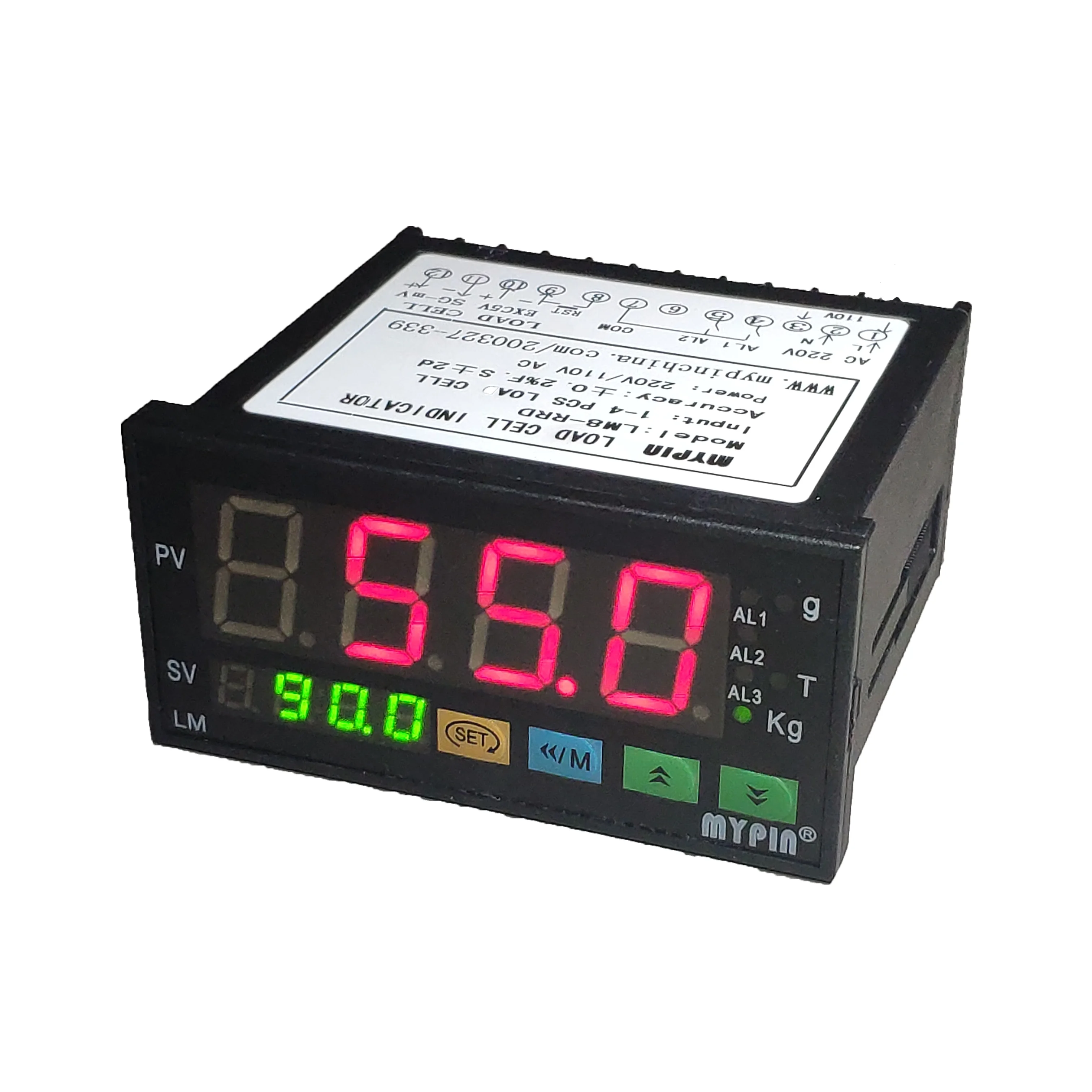 

LM8-RRD Digital Weighing Controller Indicator Pressure Gauge 1-4 Load Cell Signals Input 2 Relay Output 4