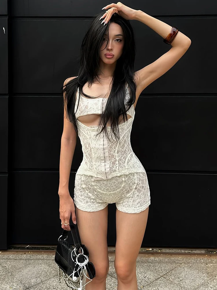 Weird Puss Jacquard Tank Top Women Autumn Trend Hollow Single-Breasted Low-Neck Irregular Hem Street Club Hottie Chic Outfits