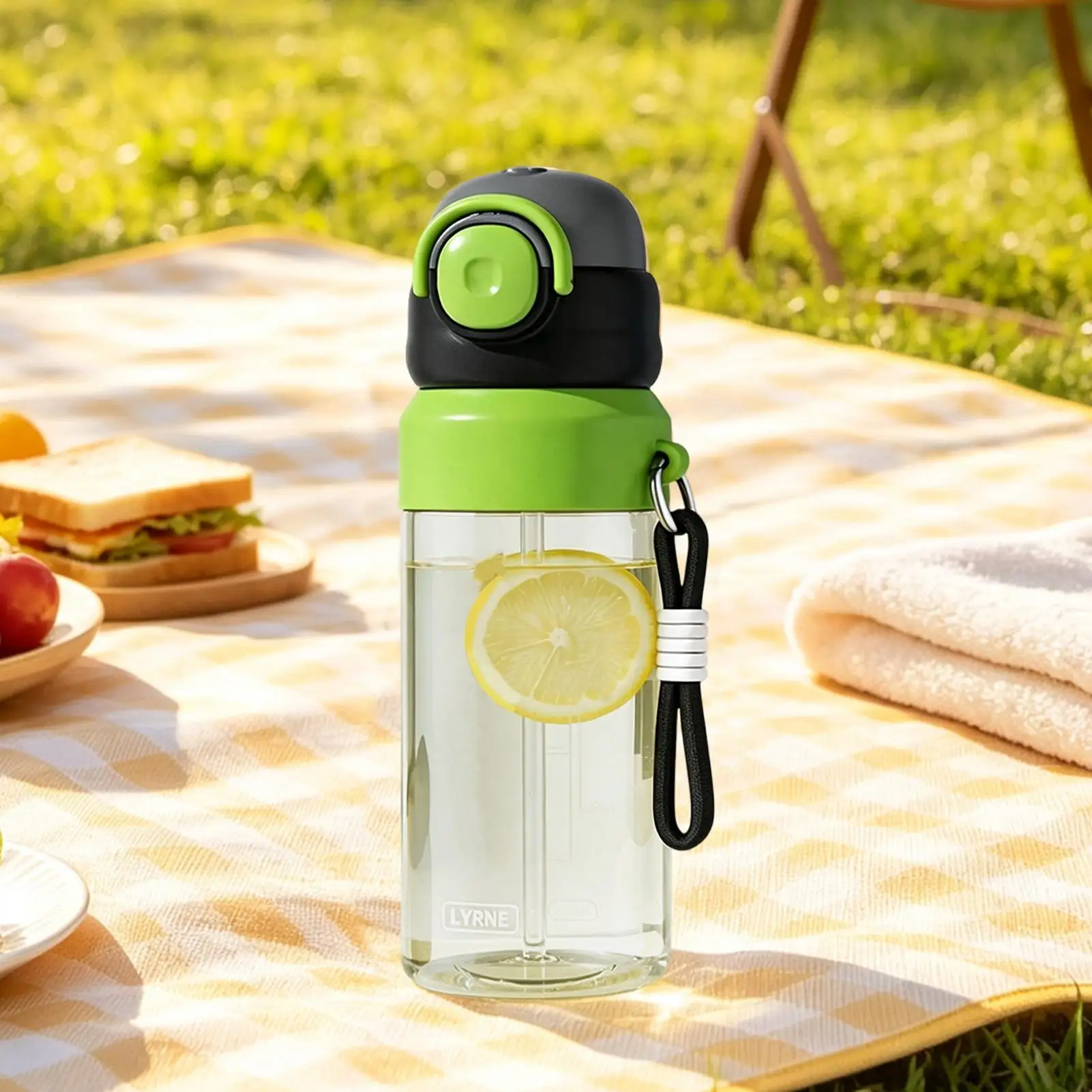 Sport Bottle Leak-Proof Straw Spout Drop-Resistant With Lanyard Water Misting Sports Bottle For Teens Students Men Fitness