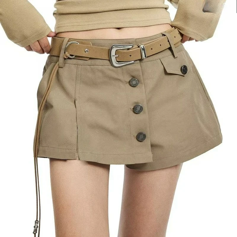Casual Commuter Tooling Short Skirt Pants Fake Two Pieces Anti-light Simple Top Temperament Thin Culottes