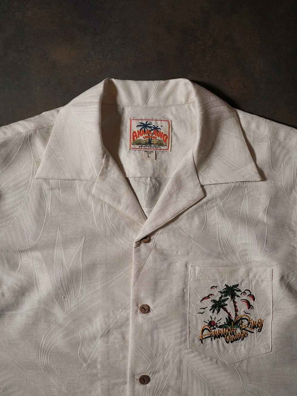 AnnualRing Men Aloha American Vintage Cuban Collar White Shirt Casual Short Sleeve Summer Blouse