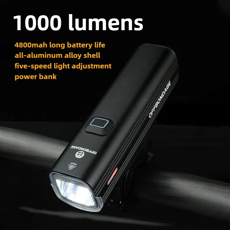 Bicycle Light 1000Lumen Bike Headlight Power Bank Flashlight Handlebar USB Charging MTB Road Highlight