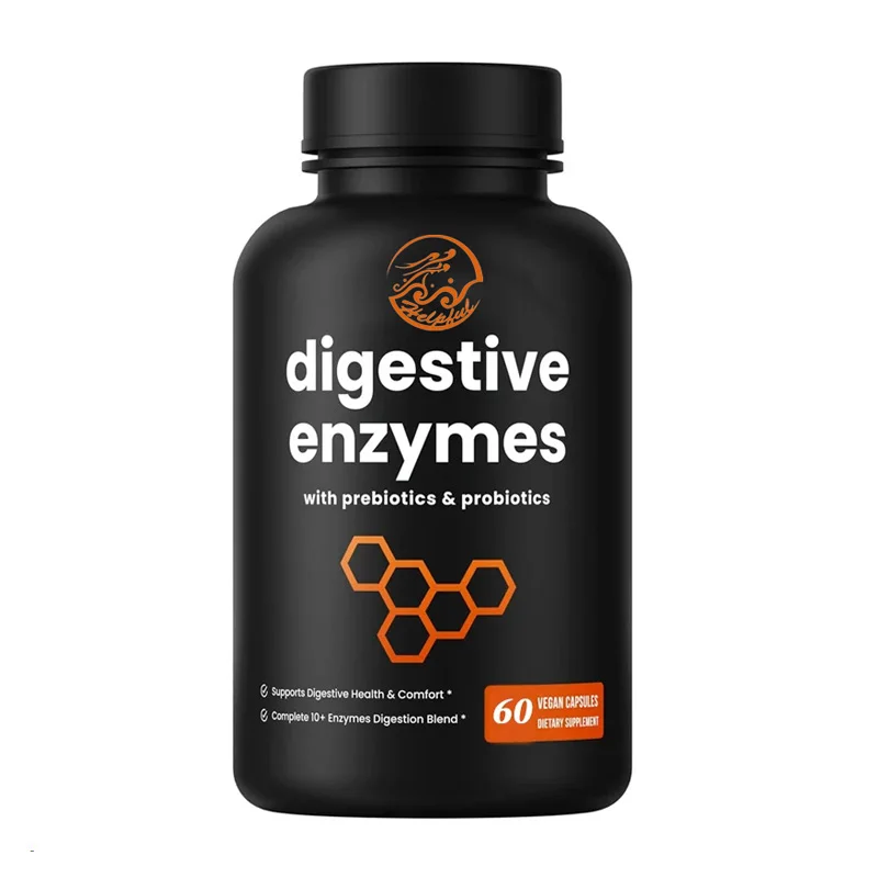 Probiotics and Prebiotic Digestive Enzymes -60 vegetarian capsules containing bromelain for bloating and intestinal health