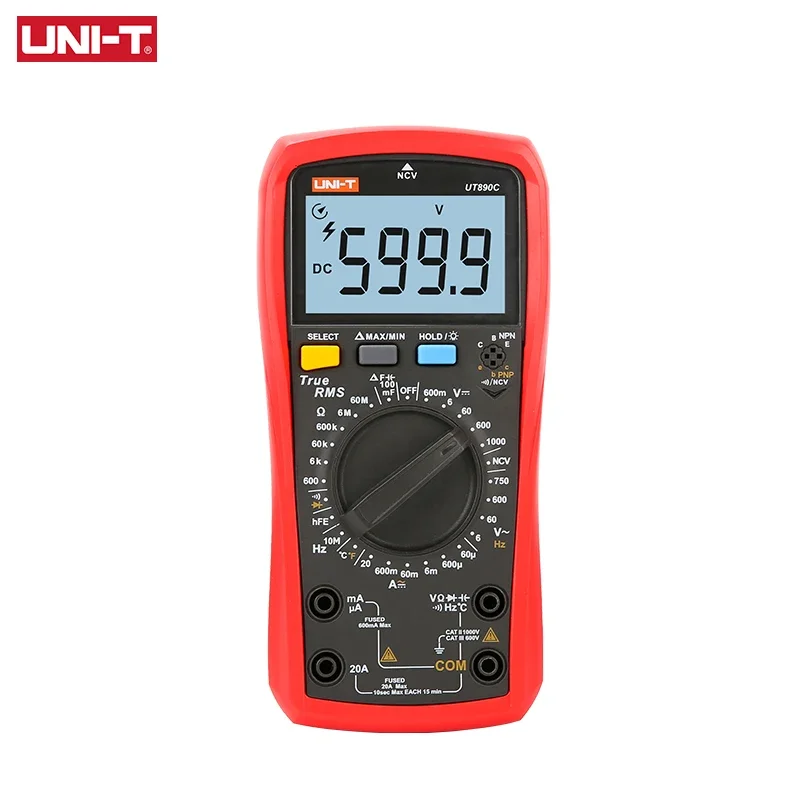 

UNI-T UNI T Digital Multimeter True RMS UT890C UT890D+ Manual Range AC DC Frequency Capacitance Temperature Tester Backlight