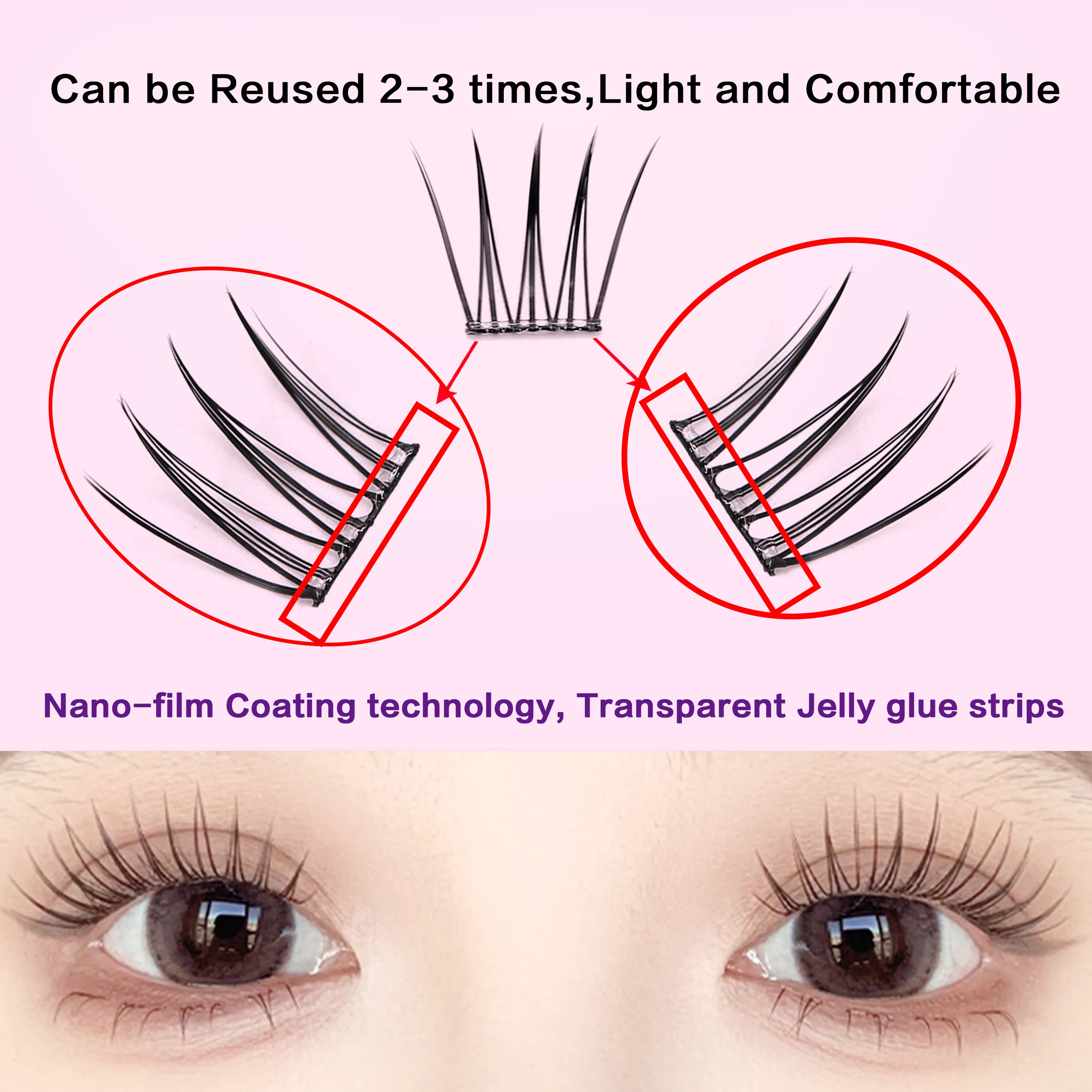 30Clusters C Curl No Glue Needed Eyelashe Korean Girl Group Glue Free Eyelash 11-13mm False Eyelash Press On Lash Self Adhesive