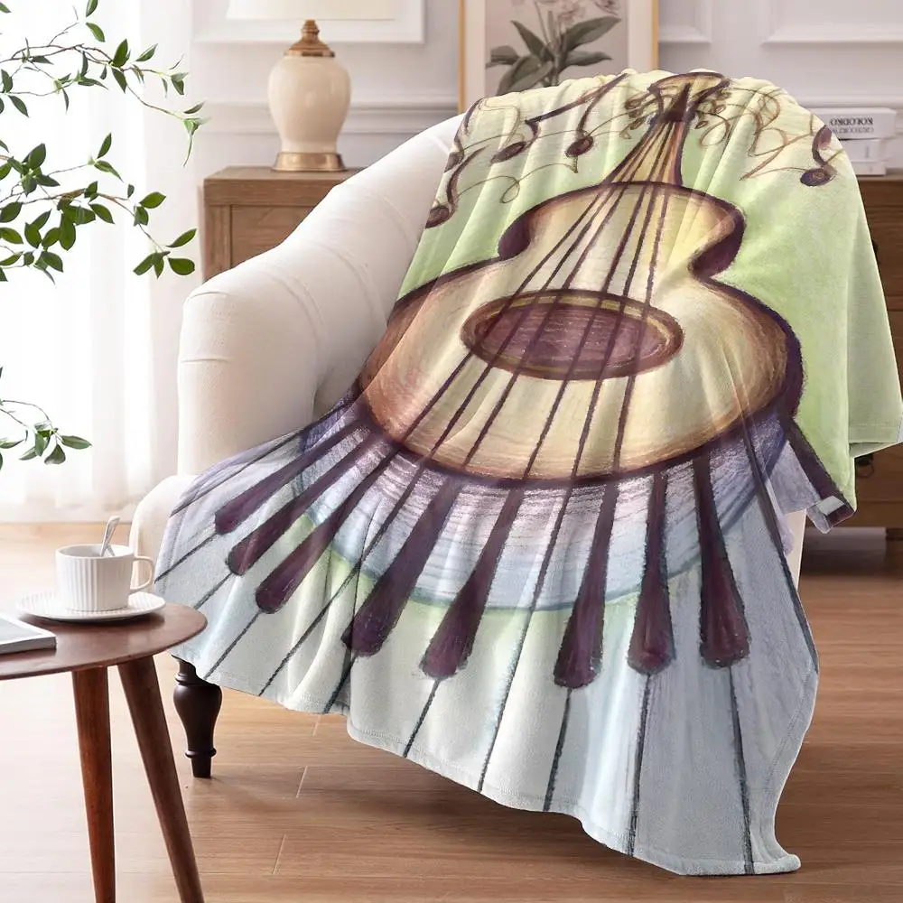 Musical Instruments Throw Soft Flannel Throw Summer AC Blanket Lightweight Cool Nap Blanket for Sofa Bed Couch Travel