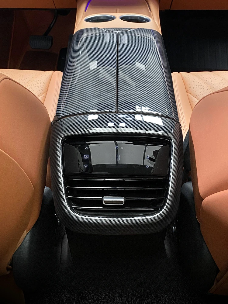 

For Changan Deepal S07 Center Console Armrest Cover ABS Carbon Fiber Interior Panel Trim Anti-Scratch Rear Air Outlet Sticker