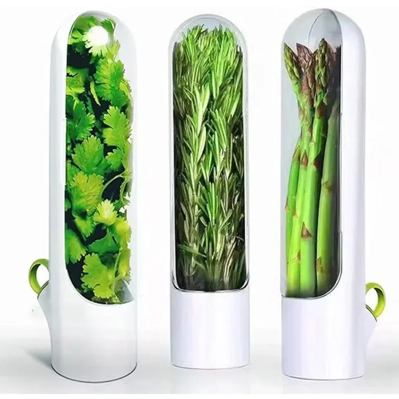 Herb Saver Storage Container Fresh Herb Keeper Vanilla Vegetables Fresh Preservation Bottle for Refrigerator Kitchen Gadgets